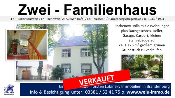 Villa in Rathenow TL  verkauft Villa in Rathenow TL  verkauft