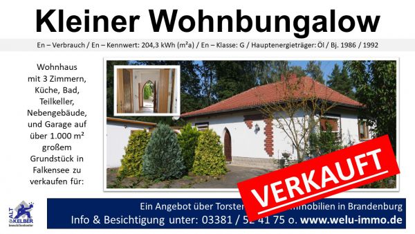 Wohnbungalow in Falkensee TL  verkauft Wohnbungalow in Falkensee TL  verkauft