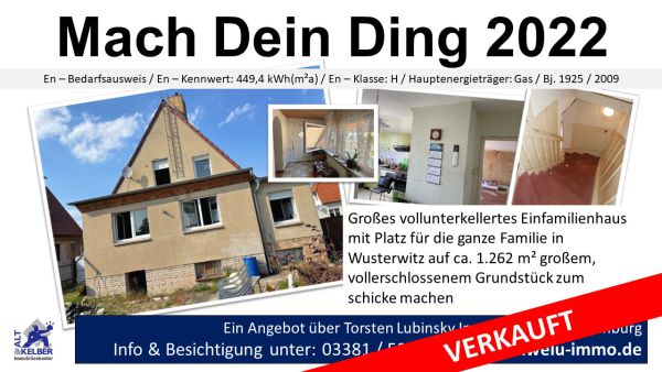 EFH in Wusterwitz  Schulstr. 25  verkauft EFH in Wusterwitz  Schulstr. 25  verkauft